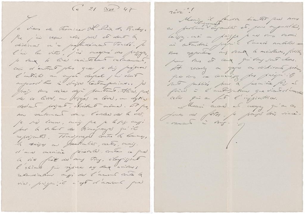 Lettre manuscrite de Jean-Georges Lossier