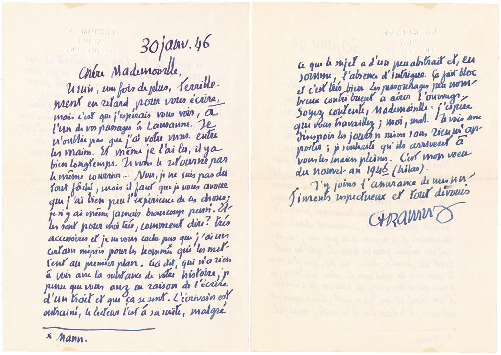 Lettre manuscrite de Charles-Ferdinand Ramuz